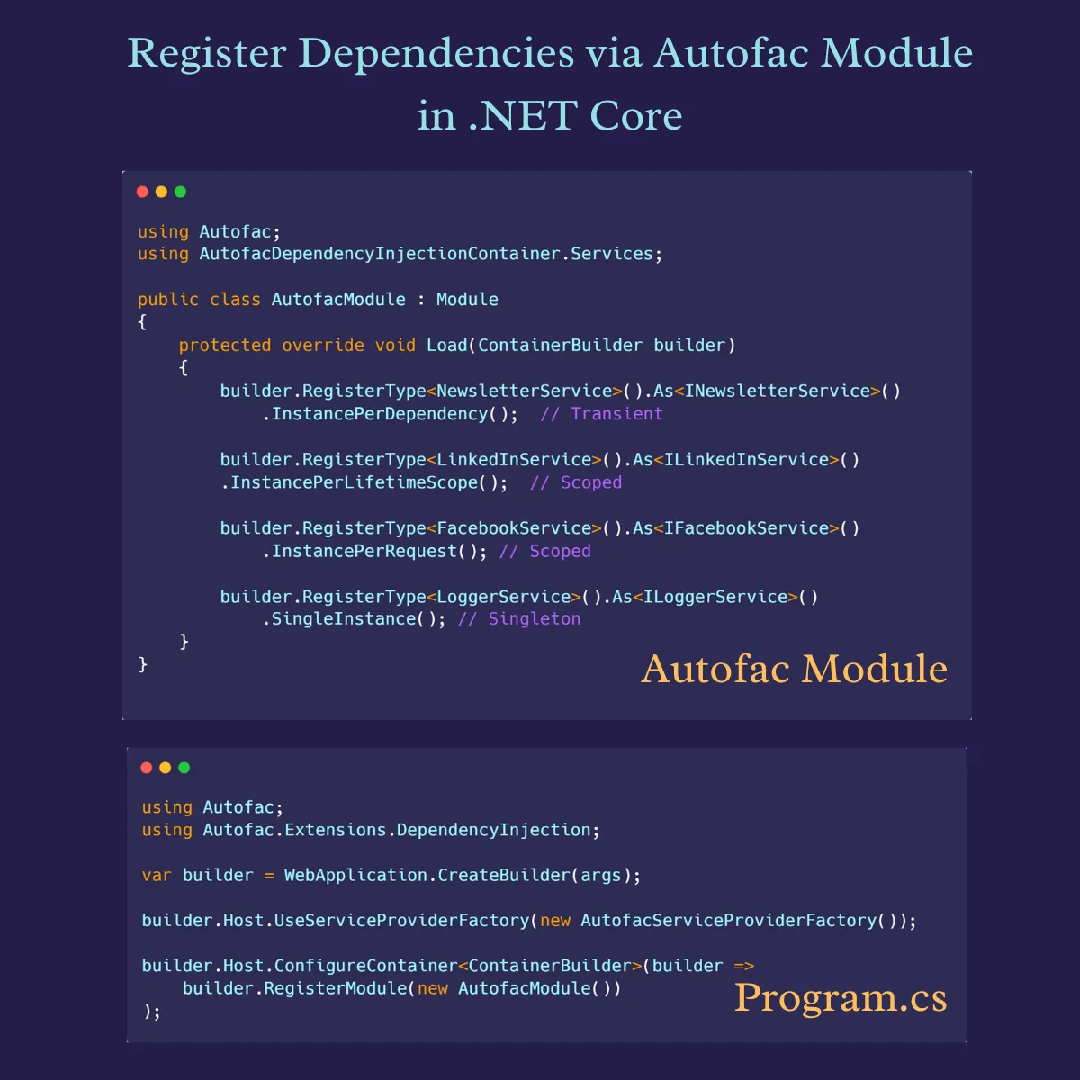 Default vs Autofac Dependency Injection Container in .NET Core 6.