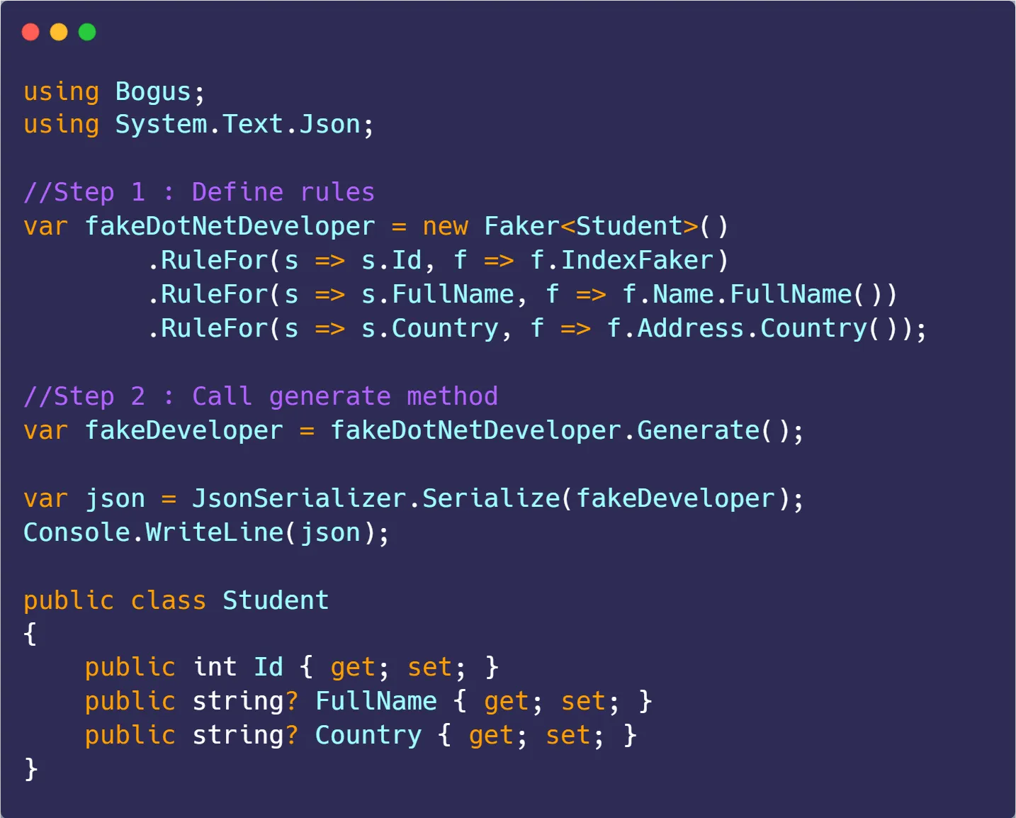 Introduction to Bogus - A Fake Data Generation Library