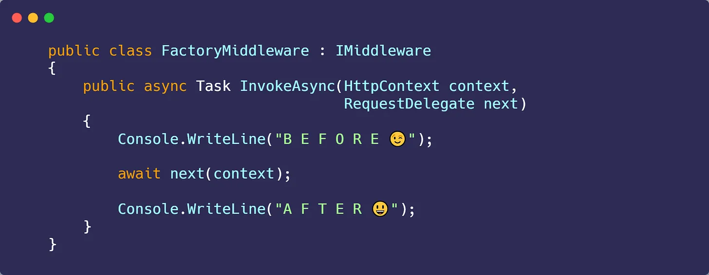 Multiple ways to create middleware in .NET Core