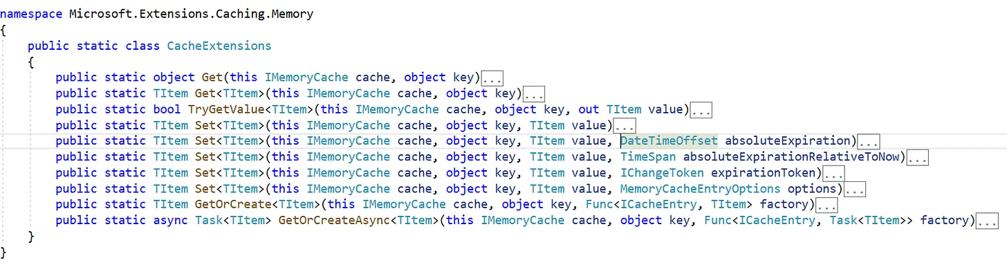 In Memory caching in .NET Core