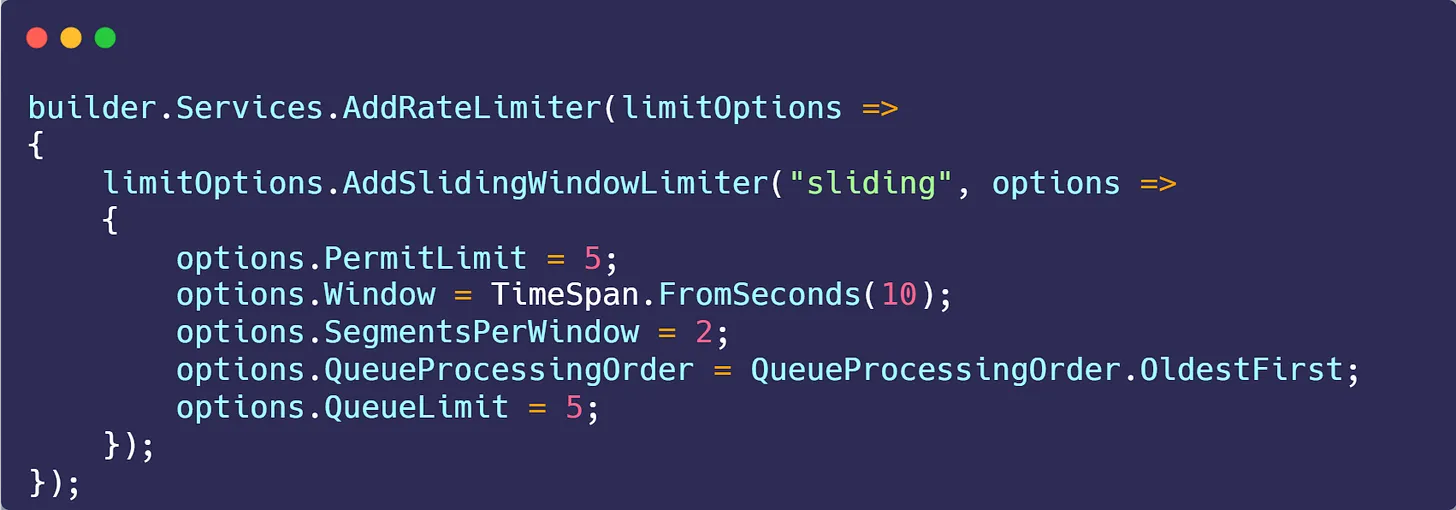 Rate limiting middleware in ASP.NET Core