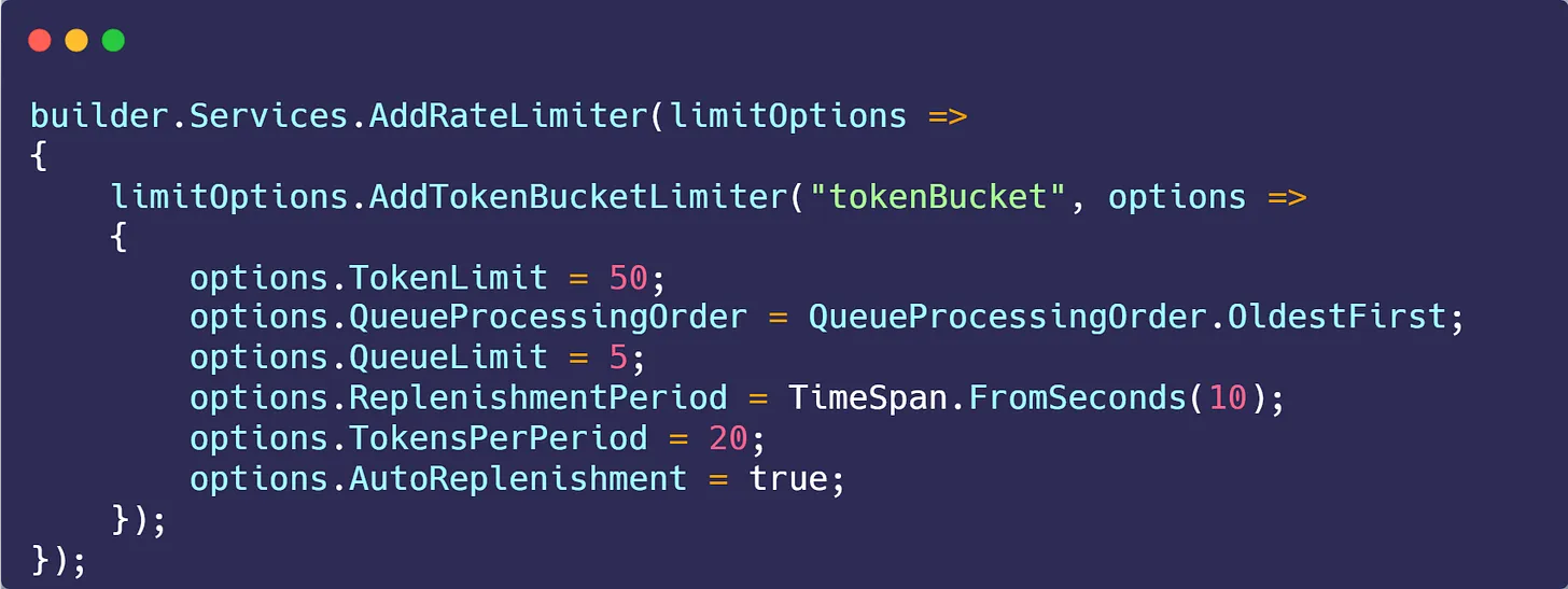 Rate limiting middleware in ASP.NET Core