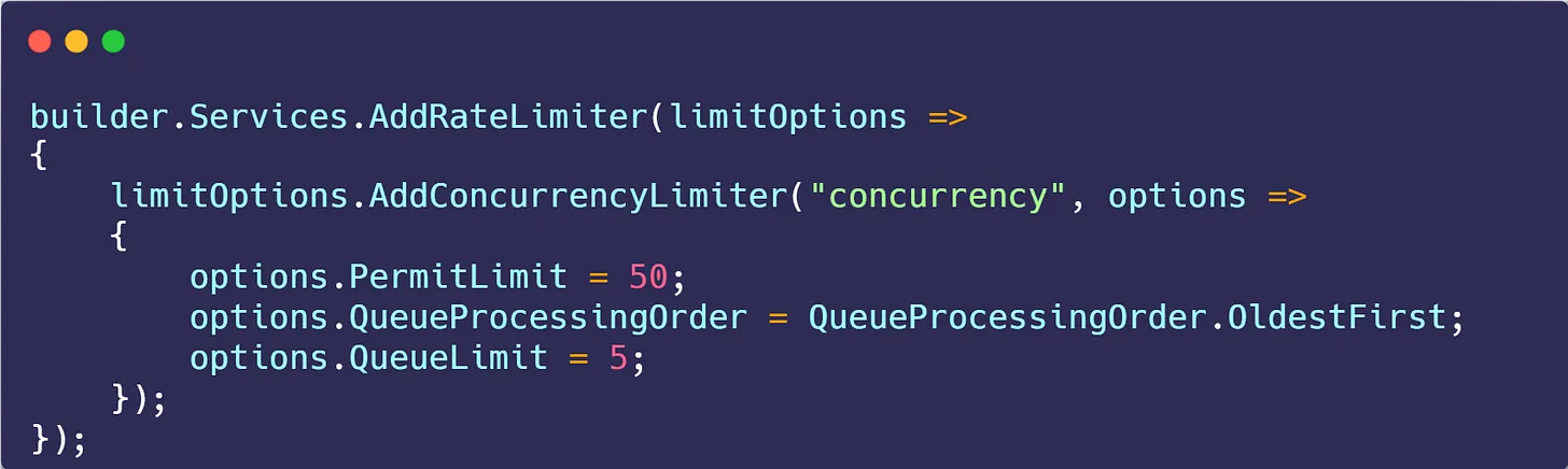 Rate limiting middleware in ASP.NET Core