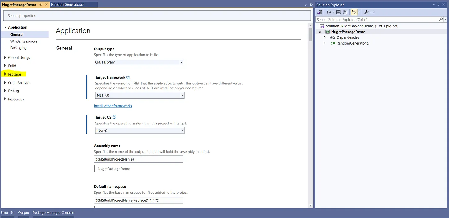 Create and publish a NuGet package using Visual Studio