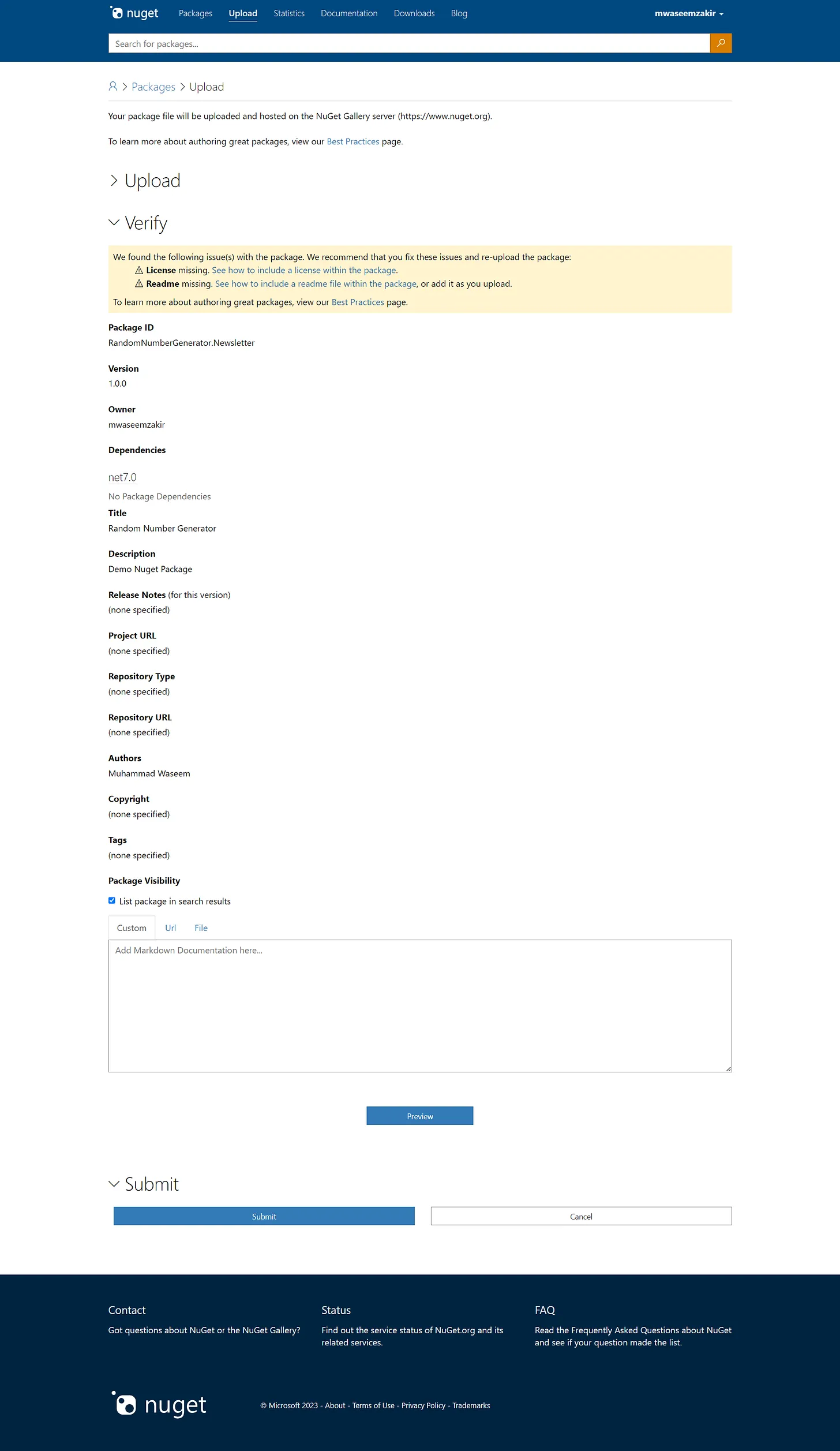 Create and publish a NuGet package using Visual Studio