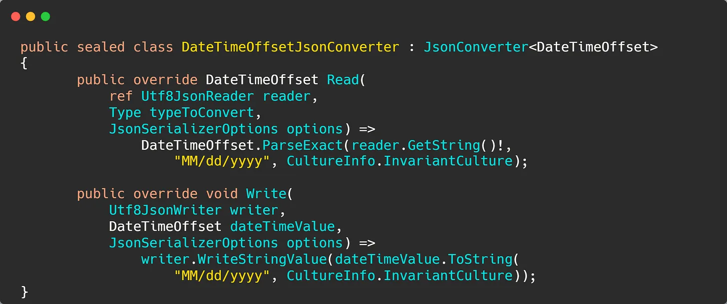 How to write custom converters for JSON serialization in .NET