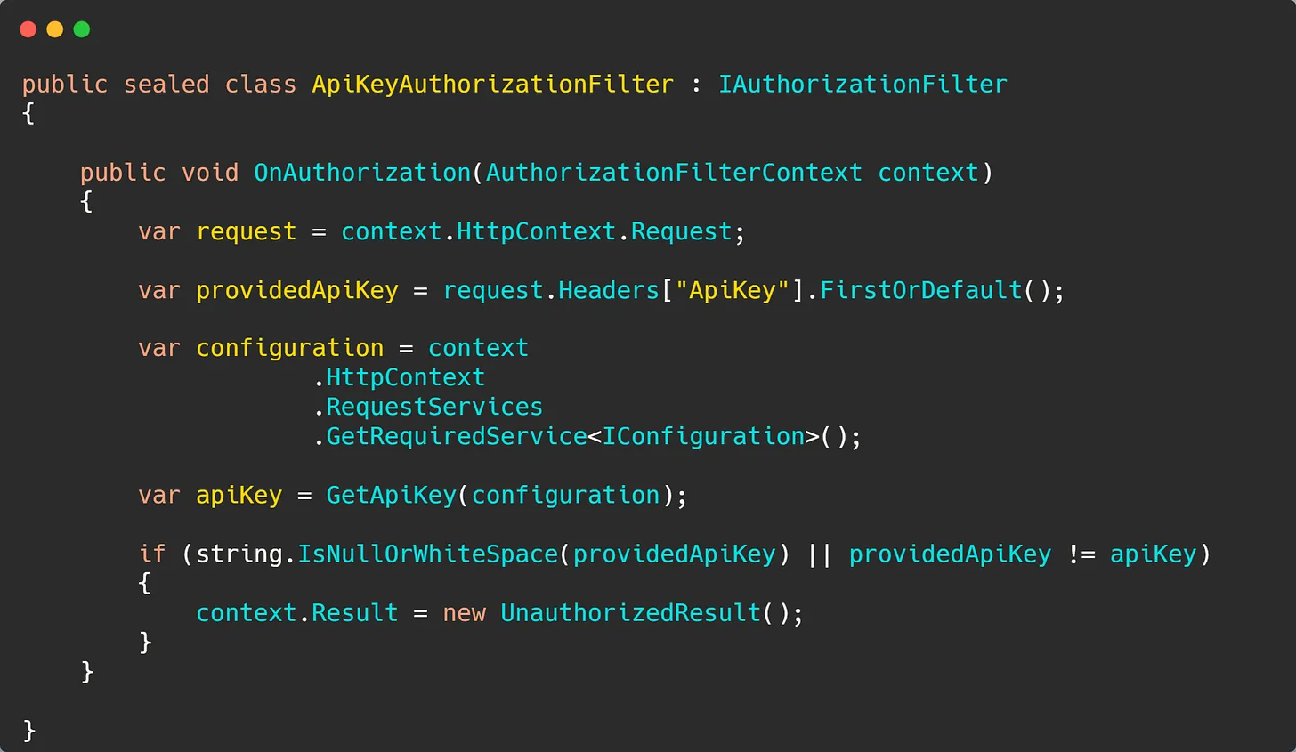 API Key Authentication in ASP .NET Core